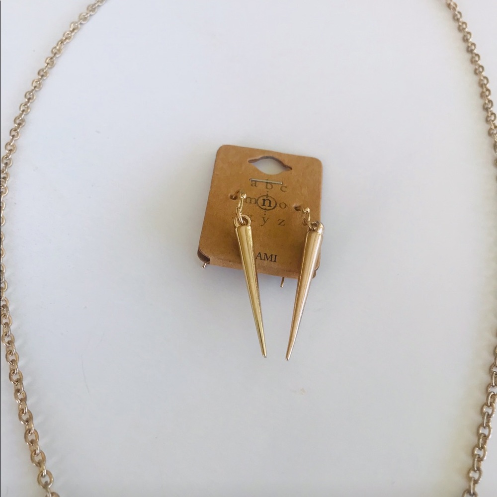 Mint green spiky gold statement necklace - Picture 8 of 8